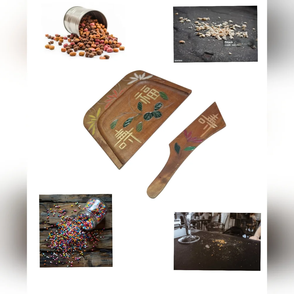 Hand Painted Wood Butler. 2-Piece Set. Japan